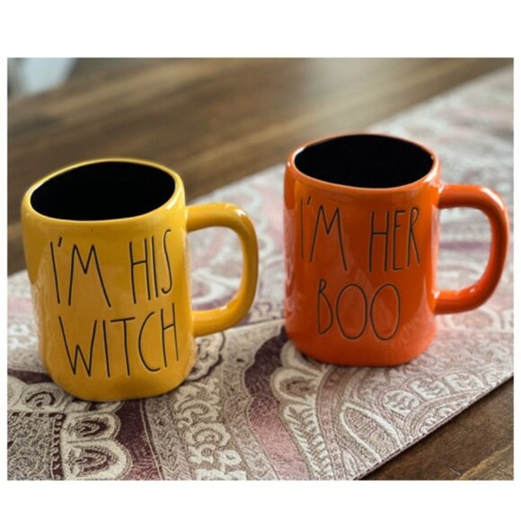 Rae Dunn I’M HER BOO and I’M HIS WITCH Mug Set - Picture 2 of 9
